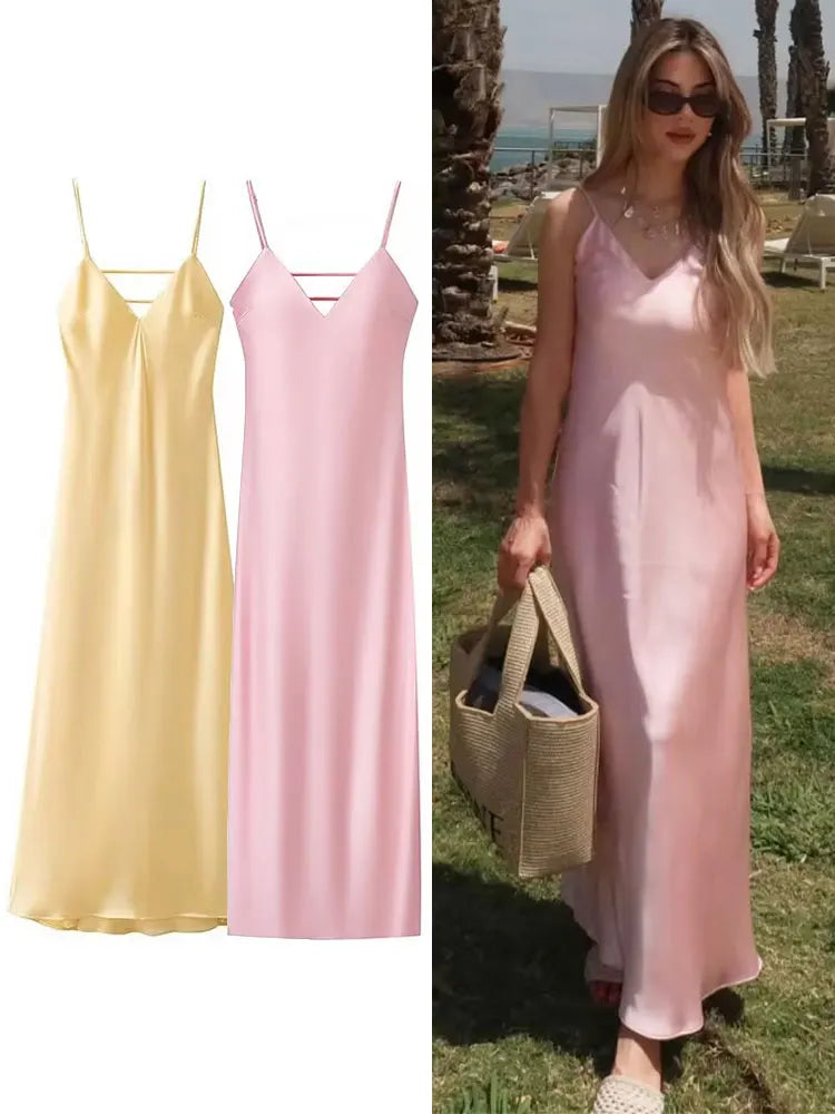 BlushAura Satin Dress